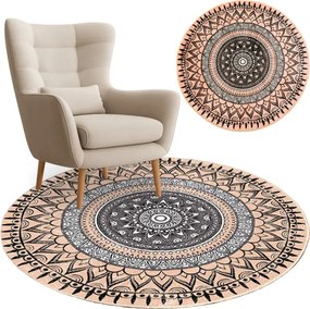 Protišmykový koberec NOVO béžový / sivý kruh