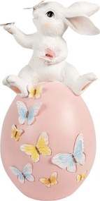 Dekorácia králik na ružovom vajíčku a motýliky - 16*15*29 cm