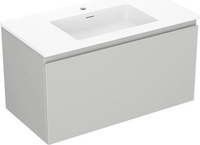 Mexen Orio, kúpeľňová skrinka 90 cm s umývadlom Otis, 1 zásuvka, šedá matná/biela matná, 91A10-09047-1-BF62-W18M01