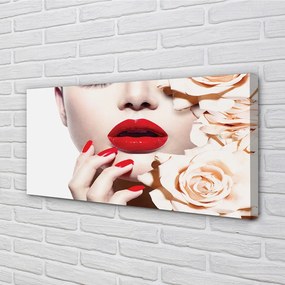 Obraz canvas Ruže červené pery žena 140x70 cm