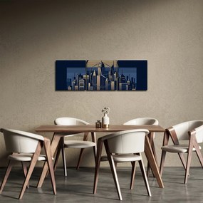 Obraz – Geometrické mesto (s hodinami) (90x30 cm)