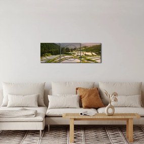 Obraz - Ryžové terasy (s hodinami) (90x30 cm)