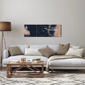 Obraz - Tmavomodrá abstrakcia (s hodinami) (90x30 cm)