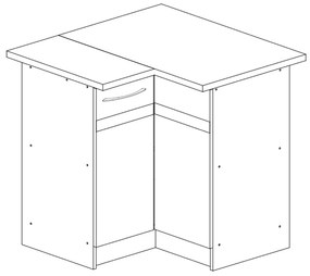 Rohová kuchyňská skříňka Livia 90 cm pravá tmavě hnědá/dub sonoma