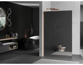 Mexen Kioto L, sprchová zástena Walk-In 120 x 200 cm, 8mm sklo vzor zrkadlo, ružové zlato profil, 800-120-103-60-50