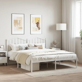 Kovový rám postele s čelom biely 183x213 cm 373843