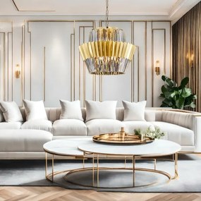 Luster na reťazi DONNA 12xE14/40W/230V pr. 55 cm zlatá