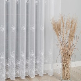 Biela tylová vyšívaná záclona FLORABELLA  - šité na mieru