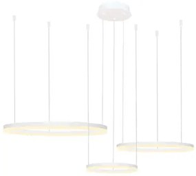 Moderný luster Halo 80+60+40 CCT biela s diaľkovým ovládaním