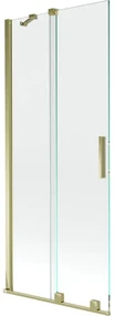 Mexen Velar, 2-krídlová posuvná vaňová zástena 85 x 150 cm, 8mm číre sklo, zlatý lesklý profil, 896-085-000-01-50