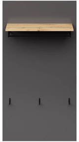 Vešiakový panel Neston HP - sivý grafit / dub wotan