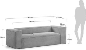 Sivá menčestrová pohovka 240 cm Blok – Kave Home