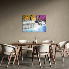 Sklenený obraz Erawan vodopádu v lese (70x50 cm)