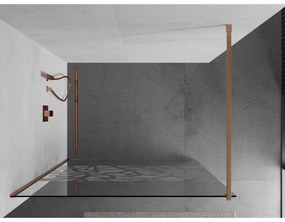 Mexen Kioto, sprchová zástena Walk-In 90 x 200 cm, 8mm číre sklo biely vzor, medený matný profil, 800-090-101-65-85
