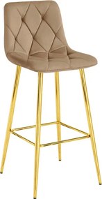 Barová stolička NADO zamatová, hnedá / zlatá