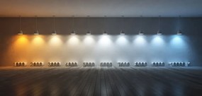 LED stolná lampička s displejom, otočná hlava, hnedá