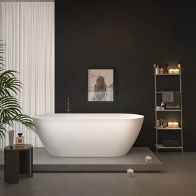 Erga Kaia, voľne stojaca vaňa 170x75 cm + odtoková zátka, biela lesklá, ERG-Kaia-170075-WH-WH