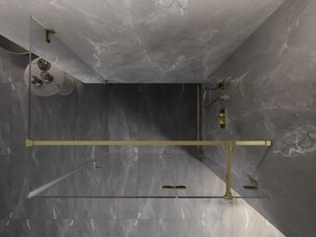 Mexen Lunar T, výklopný pravý sprchový kút 140 x 110 cm, 8mm číre sklo, zlatý profil, 834T-140-110-50-00-P