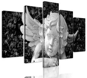 5-dielny obraz záhradný anjelik v čiernobielom prevedení