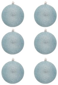 DECOLED Plastová guľa, 10 cm, svetlomodrá, 6x trblietka