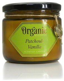 Organická sviečka Patchouli Vanilla 200 g v jantárovom skle