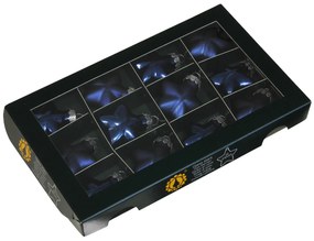 Kolekcia sklenených gúľ vo farbe nočná modrá Variant: Hviezdy, Ø:4cm, 12ks