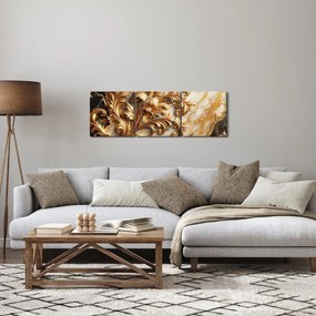 Obraz - Mramor so zlatom (s hodinami) (90x30 cm)