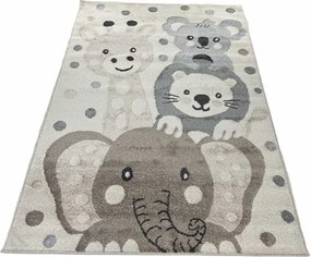 TA Béžový detský koberec C5653A_74F_37 CREAM / BEIGE ANIMAL so zvieratkami zo zoo a guličkami Rozmer: 140x200 cm