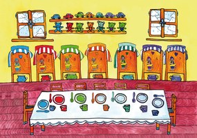 MARIONETINO Bábky a kulisy k rozprávke Snehulienka a sedem trpaslíkov