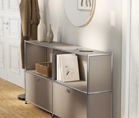 Kovový regál »CN3 Slim Line« s 2 nastaviteľnými výklopnými priečinkami, hnedosivý