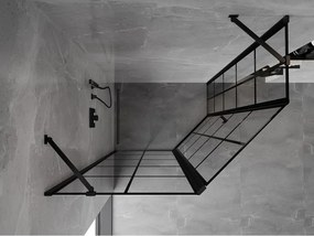 Mexen Mist, päťuholníkový sprchový kút, ľavý 90 x 80 cm, čierna mriežka, čierny - 8A8-090-080-70-77-L