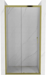 Mexen Apia, posuvné dvere do otvoru 125 x 190 cm, 5mm číre sklo, zlatý profil, 845-125-000-50-00