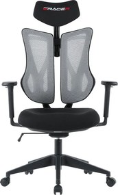 Herná ergonomická stolička ERACER H3246 — sieť / látka, sivá / čierna