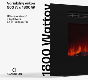 Klarstein Galeras Smart Inteligentný elektrický krb, 2 nastavenia teploty, 16 - 30°| LED ilúzia plameňa, Možnosť pripojenia k IOT