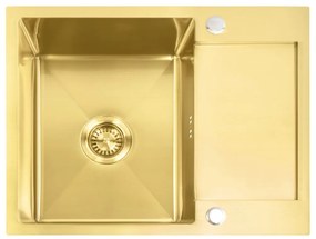 Rea Paul, 1-komorový oceľový drez 600x480x185 mm, zlatá matná, ZLE-06010