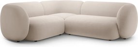 Béžová zamatová rohová pohovka (ľavý roh/do L) Kate – Micadoni