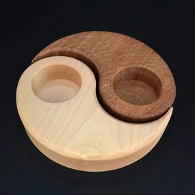 AMADEA Drevený svietnik jin - jang, masívne drevo, 15x11, 5x3 cm