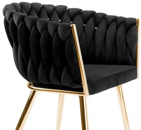 Jedálenská stolička COFTON zamatová, zlatá / čierna