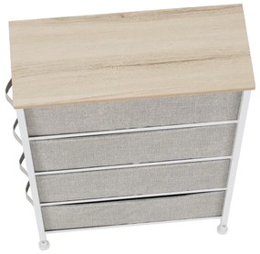 Komoda OFELIA s látkovými zásuvkami, biela