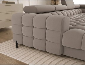 Svetlohnedá zamatová rozkladacia rohová pohovka (pravý roh/do tvaru "U") Feraria – ELTAP