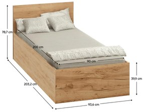 Jednolôžková posteľ 90 cm Discutibles (dub craft zlatý) (s roštom) (s úl. priestorom). Vlastná spoľahlivá doprava až k Vám domov. 1116311