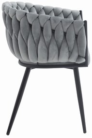 Svetlo sivé jedálenské kreslo ORION VELVET s čiernymi nohami
