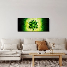Obraz - Kvetinová mandala v zelenom pozadí (120x50 cm)
