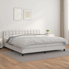 Boxspring posteľ s matracom biela 200x200 cm umelá koža 3141144