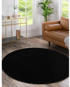 Okrúhly koberec SOFTY Jednotný, Jednobarevný, čierna Veľkosť: kruh 150 cm