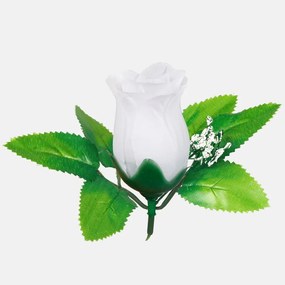 Neurčený Ruža hlava puk 6 cm s lístkami a gypsomilkou, Pure white
