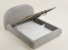 Sivobéžová čalúnená dvojlôžková posteľ s úložným priestorom s roštom 140x200 cm Maumere – Maison de Rêve