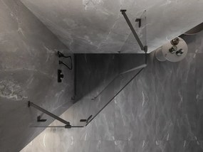 Mexen Lunar, Päťuholníkový sprchový kút Mexen Lunar naklápací doľava 100 x 100 cm, 8mm číre sklo, grafitový profil, 831-100L-100P-95-00-L