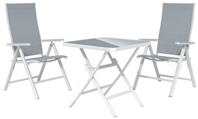 Livarno home Hliníkový skladací stôl Houston, biely + Hliníkové kreslo Houston s vysokým operadlom, 2 kusy  (800008271)