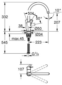 GROHE BauLoop - Páková drezová batéria, chróm 31368001